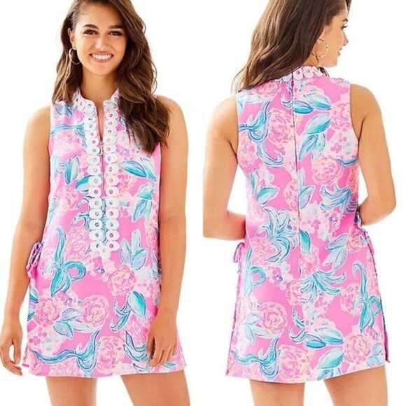 Lilly Pulitzer Pants - NEW Lilly Pulitzer Tropical Printed Jonna Romper Size 0 Prosecco Pink Blue